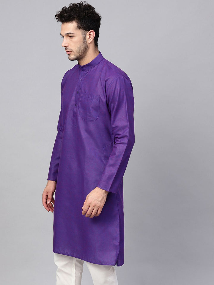 SOJANYA Lelaki Ungu Solid Kurta Lurus