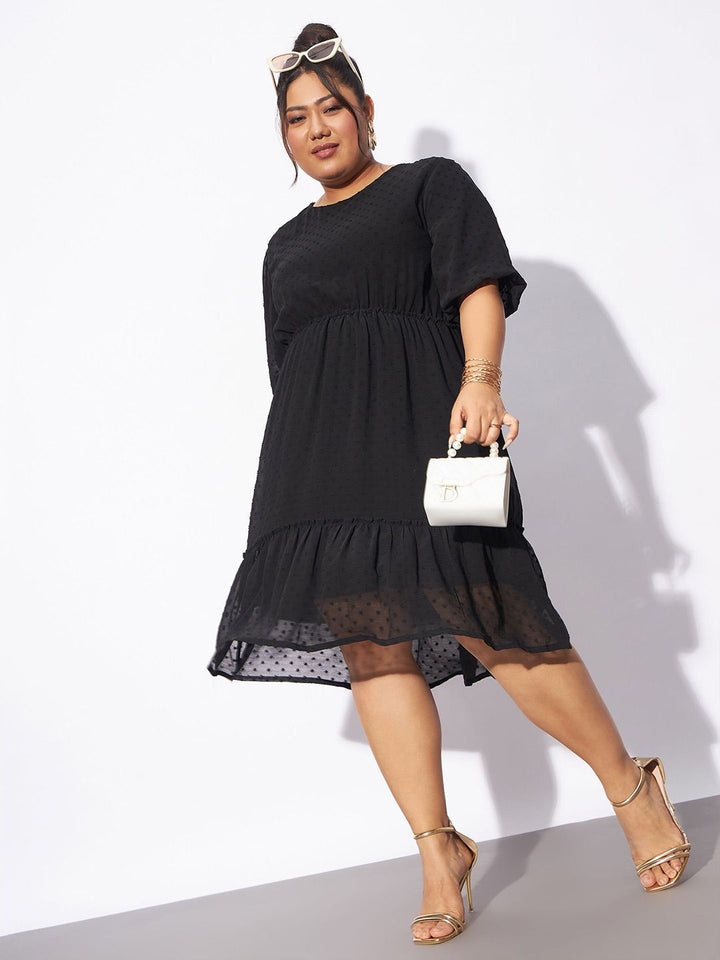 SASSAFRAS Curve Plus Size Round Neck Fit & Flare Dress