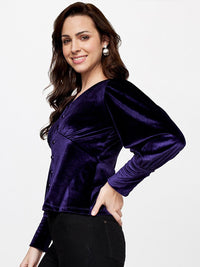 AND Cuffed Sleeves Empire Velvet Top