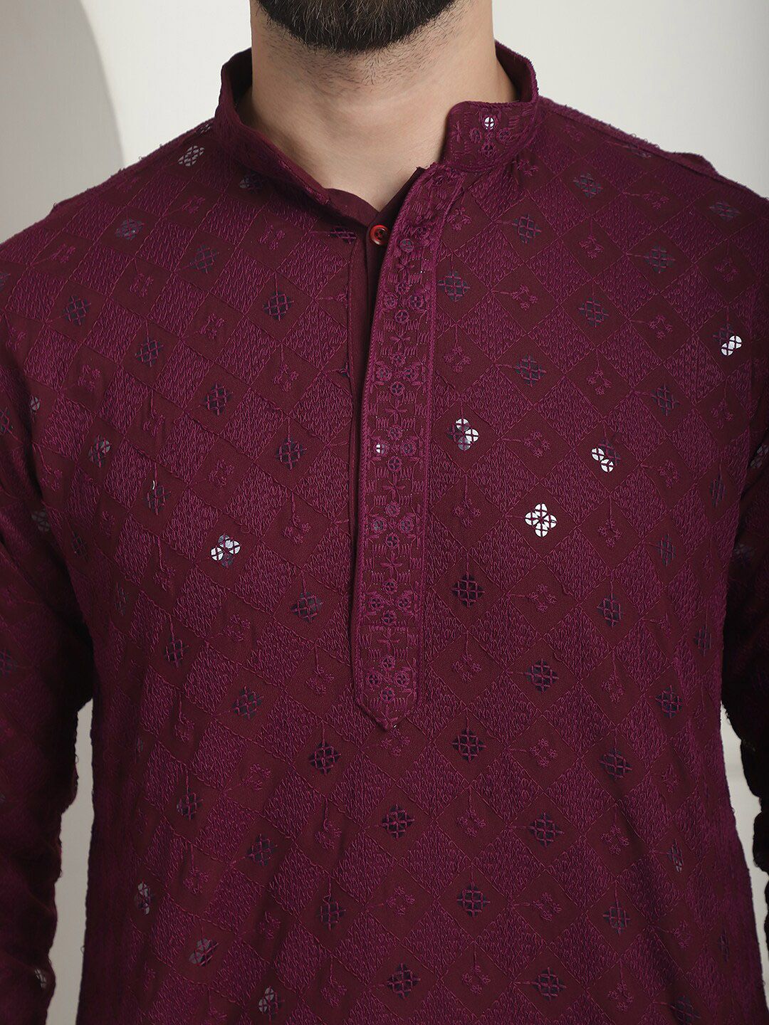 SOJANYA Kurta Kolar Mandarin Kerja Benang Labuci