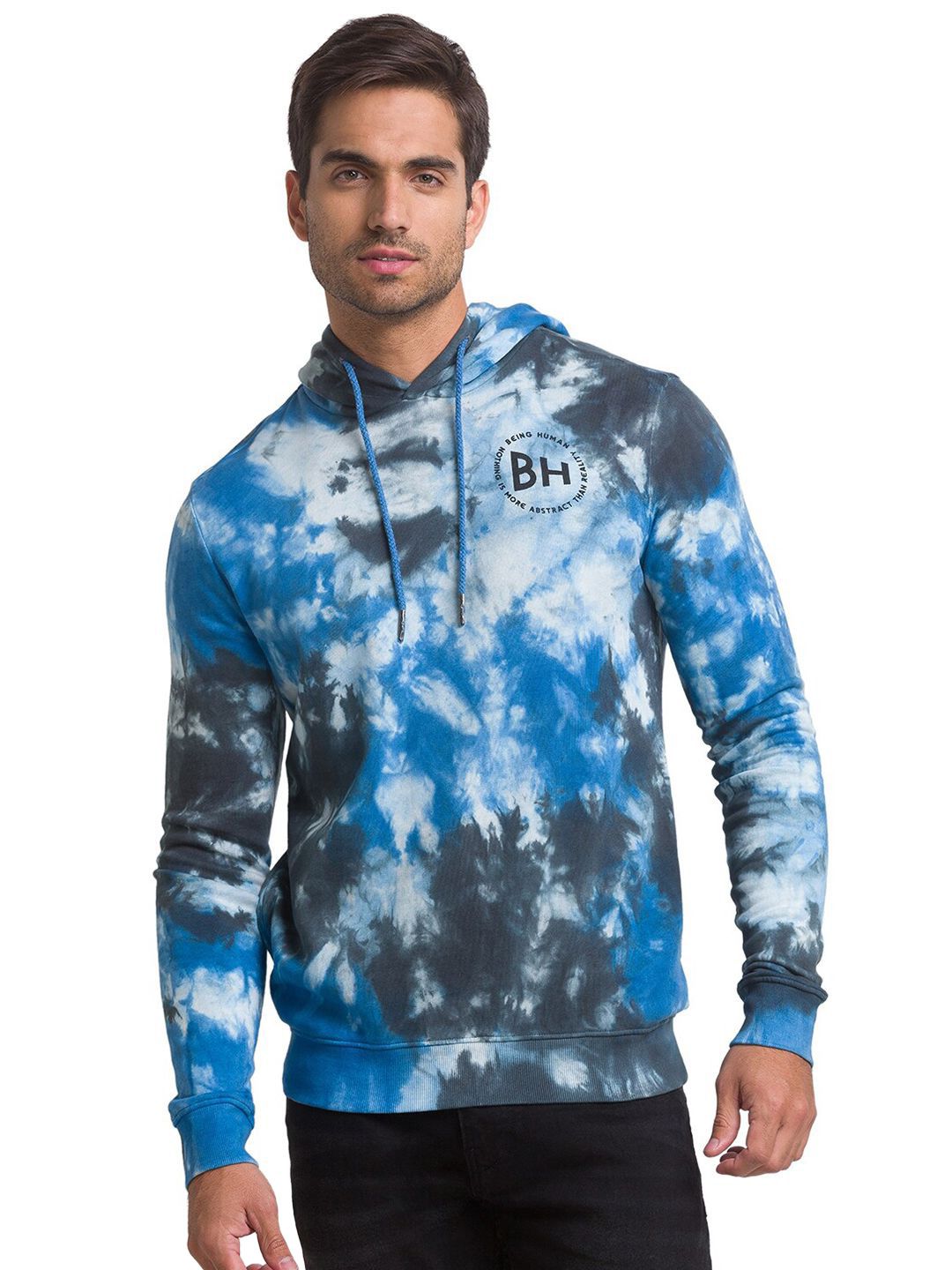 Being Human Men Blue Printed Cotton Sweatshirt