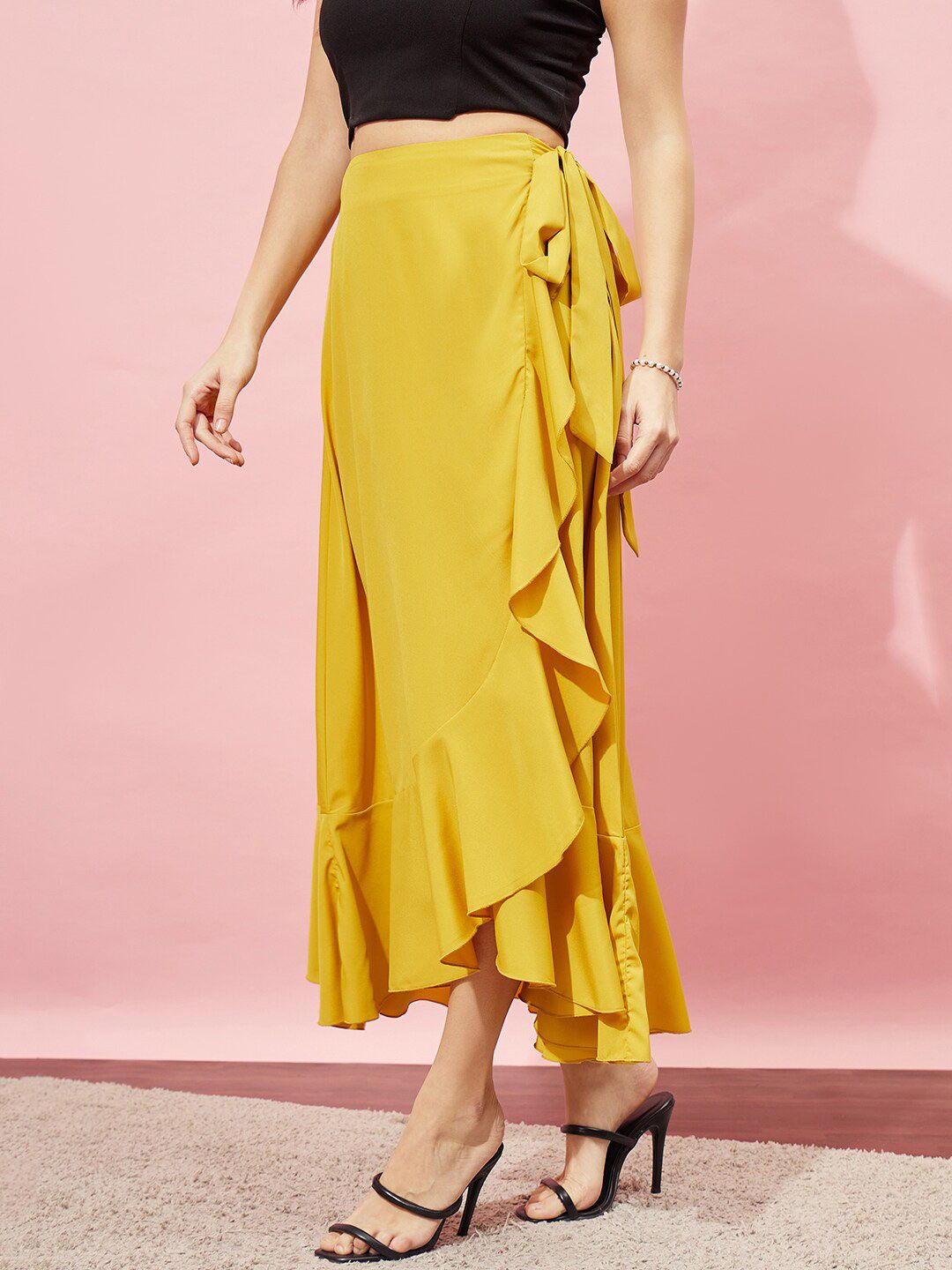 Berrylush Wrap Knot Flared Maxi Skirt