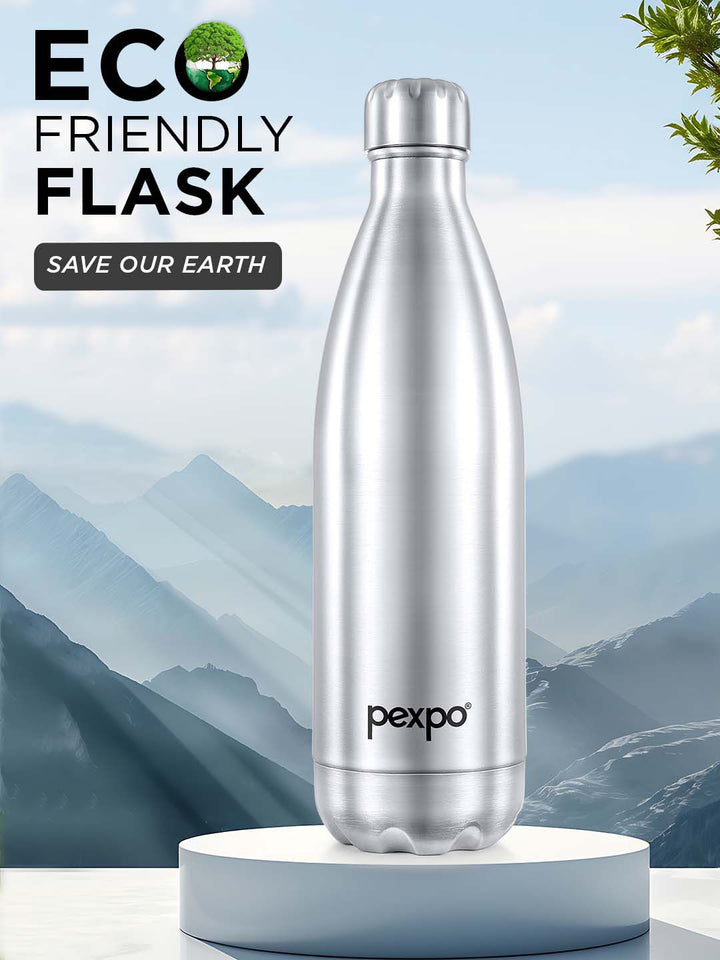 Pexpo Electro Silver-Toned ISI Certified Thermosteel 24 Hrs Flask Water Bottle 1000ml