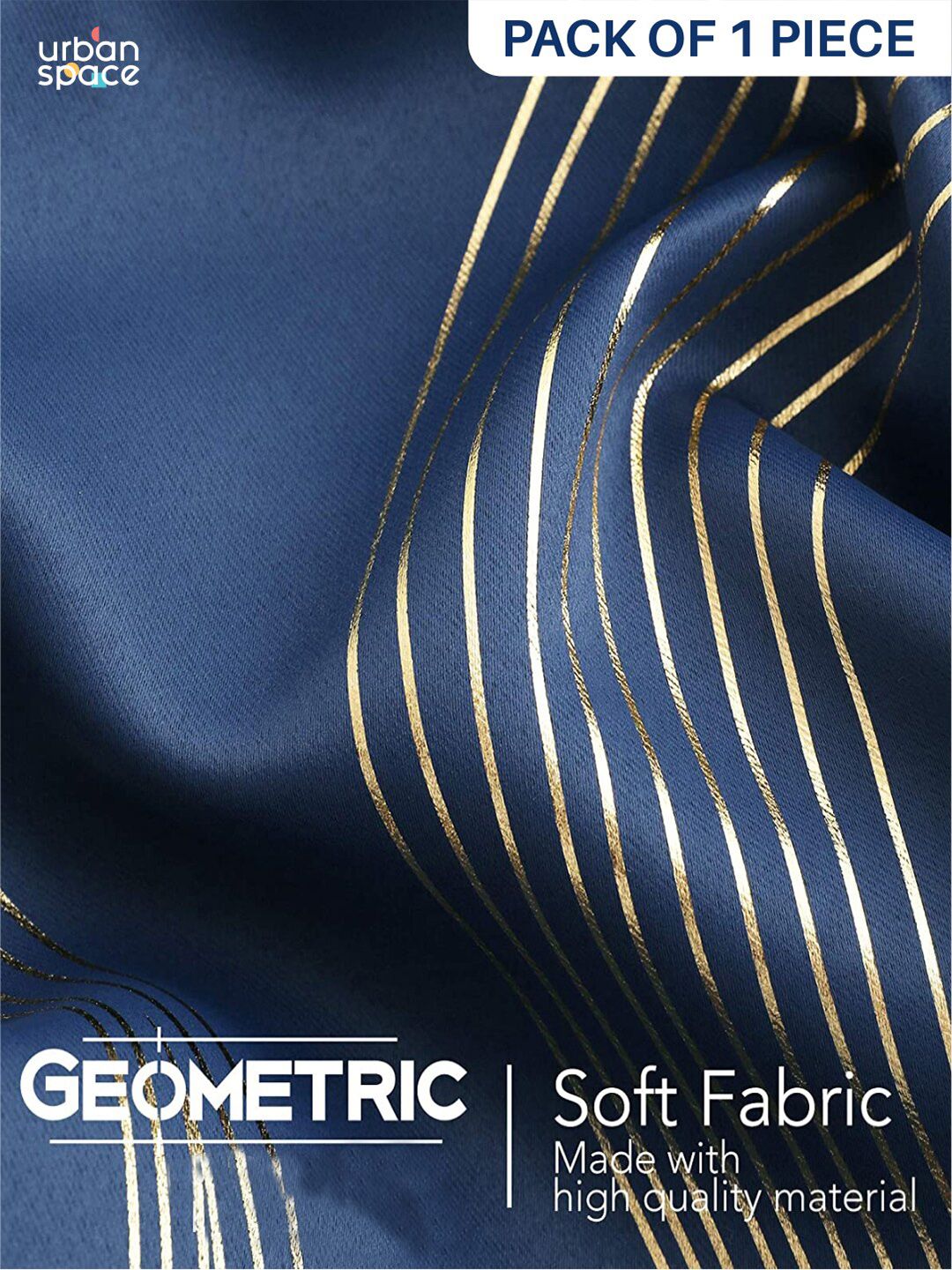 URBAN SPACE Navy Blue & Gold-Toned Printed Black Out Door Curtain