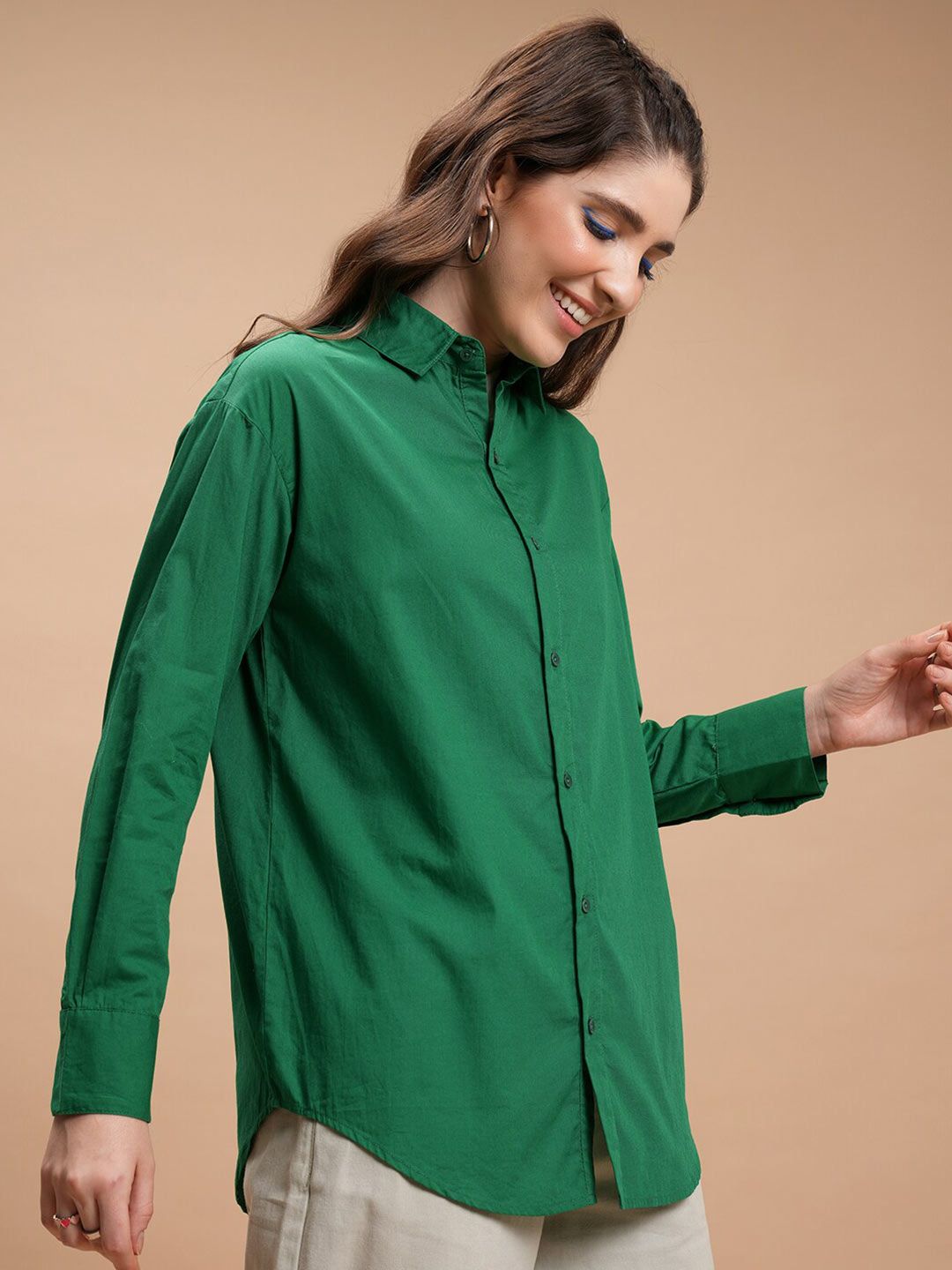 Tokyo Talkies Spread Collar Cotton Casual Shirt