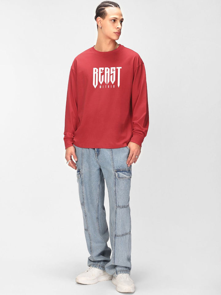 Bewakoof Men Typography Printed Round Neck Pure Cotton Oversized T-shirt