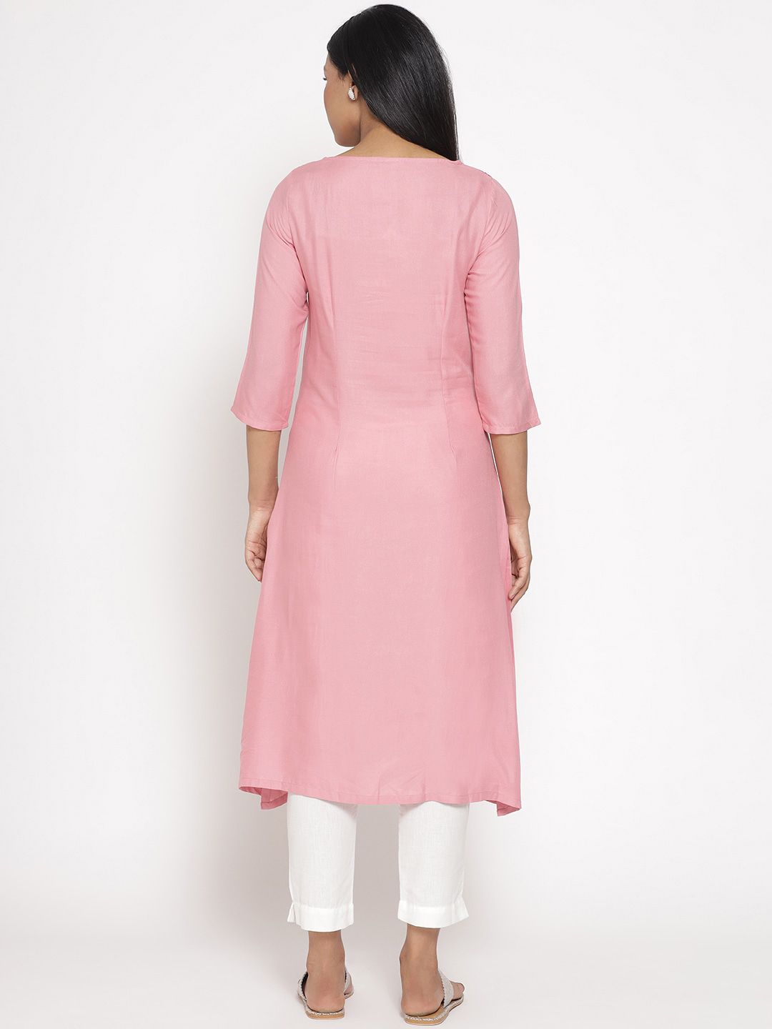 W Women Floral Embroidered Thread Work  Kurta
