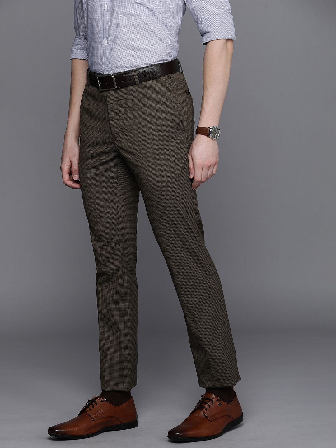 Raymond Men Checked Slim Fit Formal Trousers