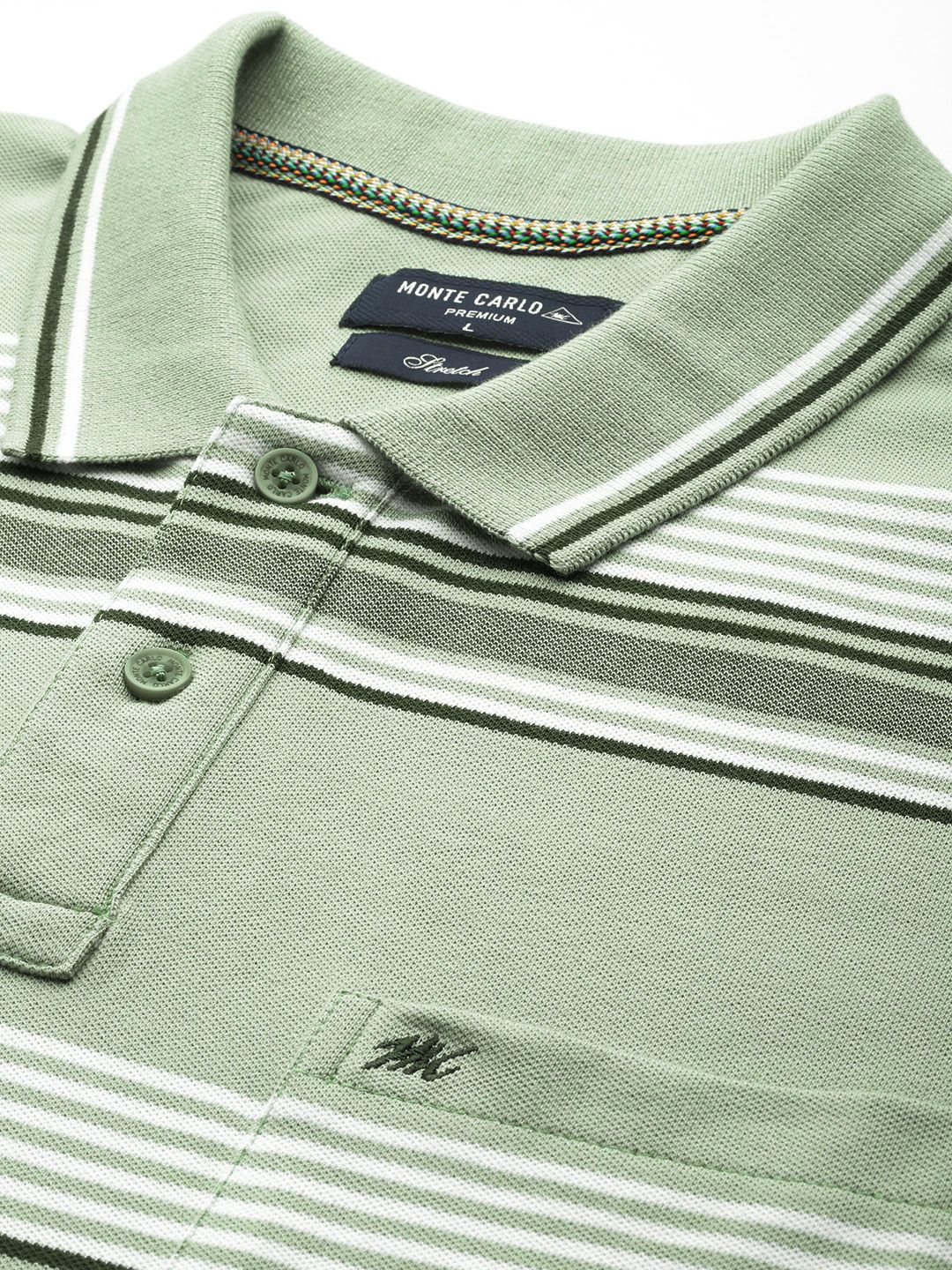 Monte Carlo Men Striped Polo Collar T-shirt