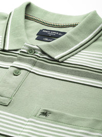 Monte Carlo Men Striped Polo Collar T-shirt