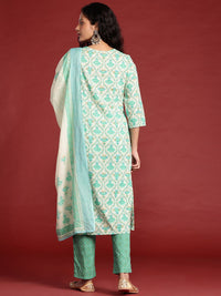 Anouk Ethnic Motifs Printed Cotton Kurta with Trousers & With Dupatta