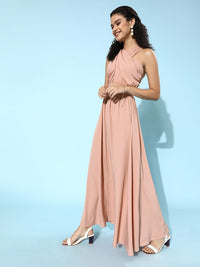 Berrylush Women Pretty Pink Solid Ruched Dress