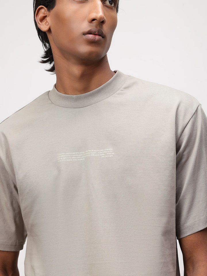 ether Zen Typography Print Drop-Shoulder Sleeves Pure Cotton T-shirt