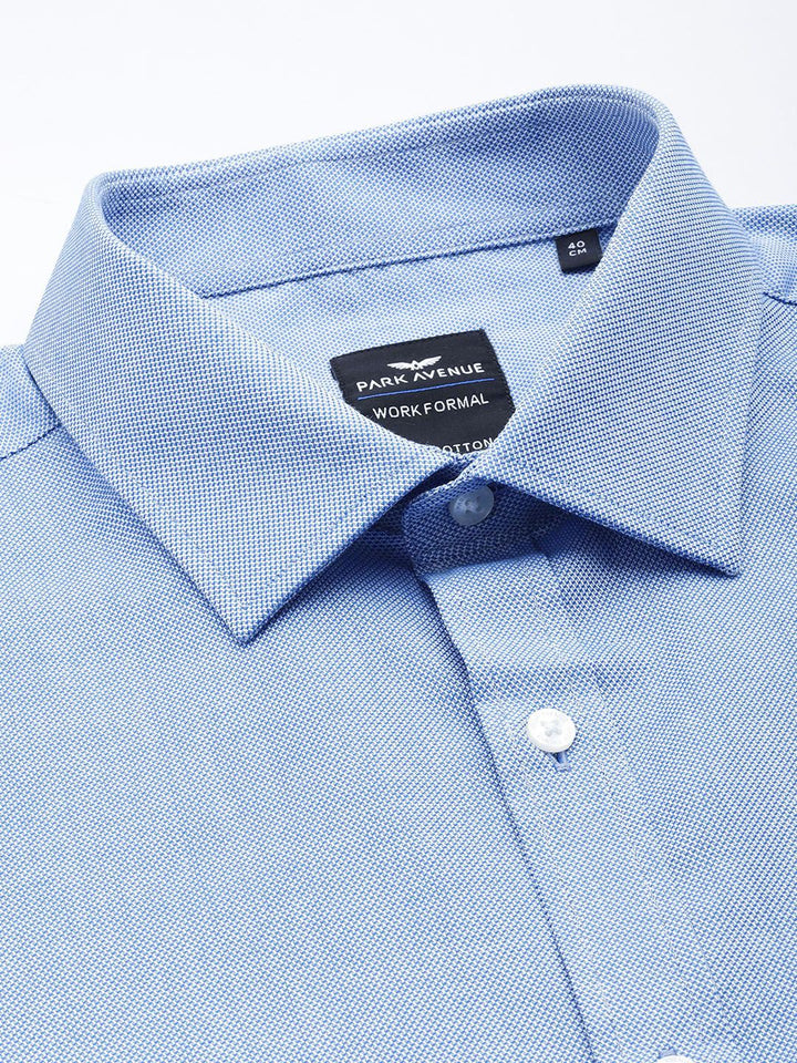 Park Avenue Pure Cotton Self Design Textured Slim Fit Opaque Formal Shirt