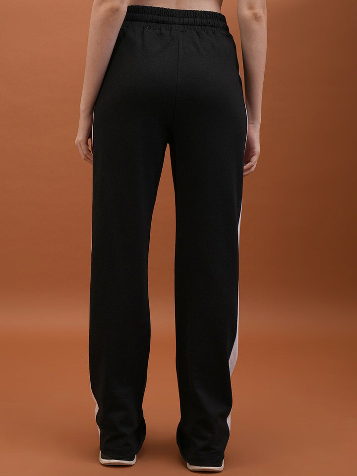 Tokyo Talkies Women Black Flared-Fit Mid Rise Track Pants