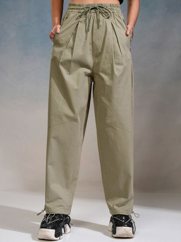 Tokyo Talkies Women Solid Streetwear Barrel Fit Trouser