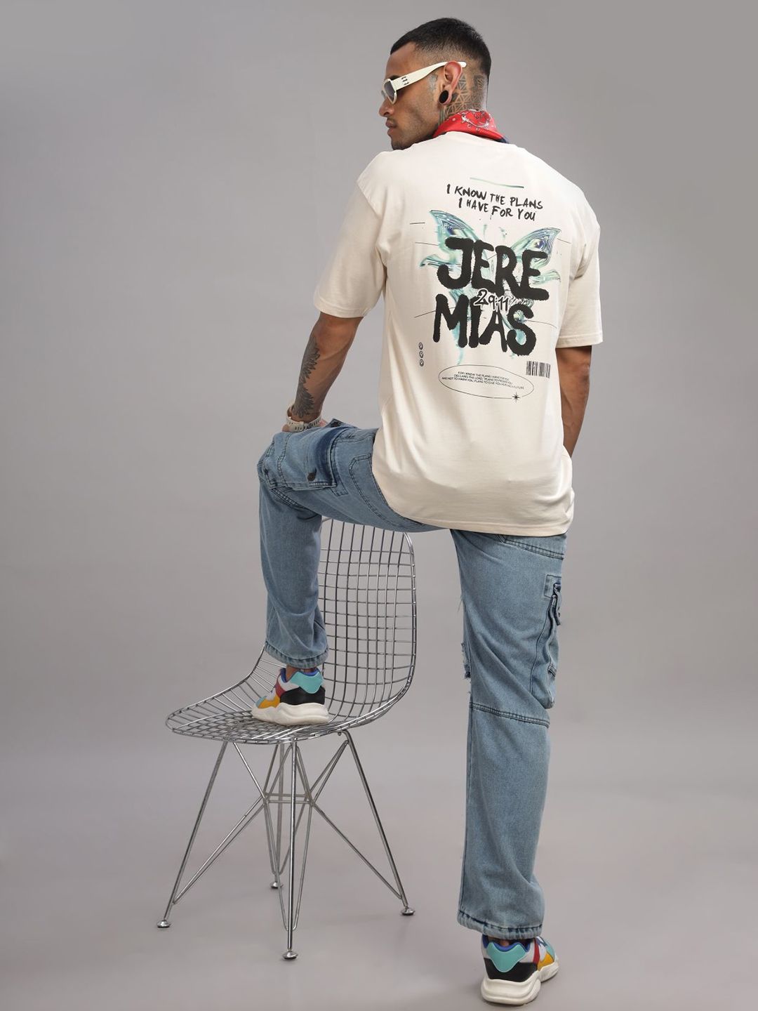 ADRO Lelaki Grafik Bercetak T-Shirt Bersaiz Besar Kapas Leher Bulat