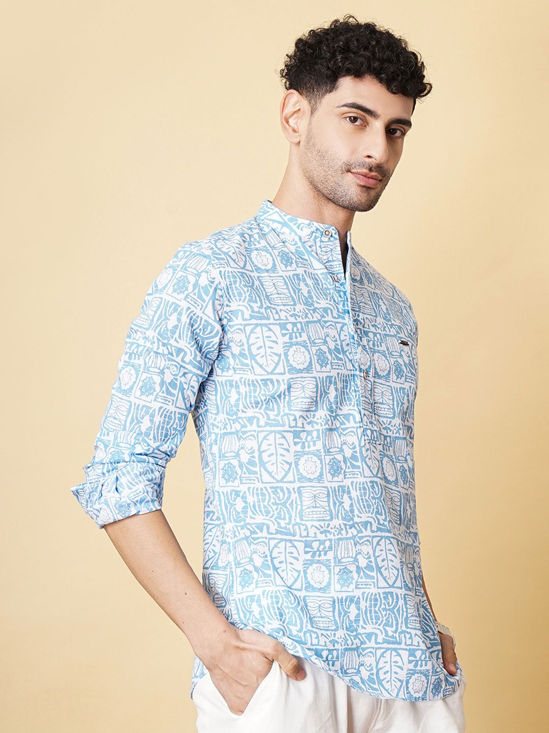 The Indian Garage Co Men Blue Ethnic Motifs Printed Casual Shirt