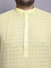 SOJANYA PLUS Plus Size Bordir Cotton Kurta Dengan Piyama & Sulam Jaket Nehru