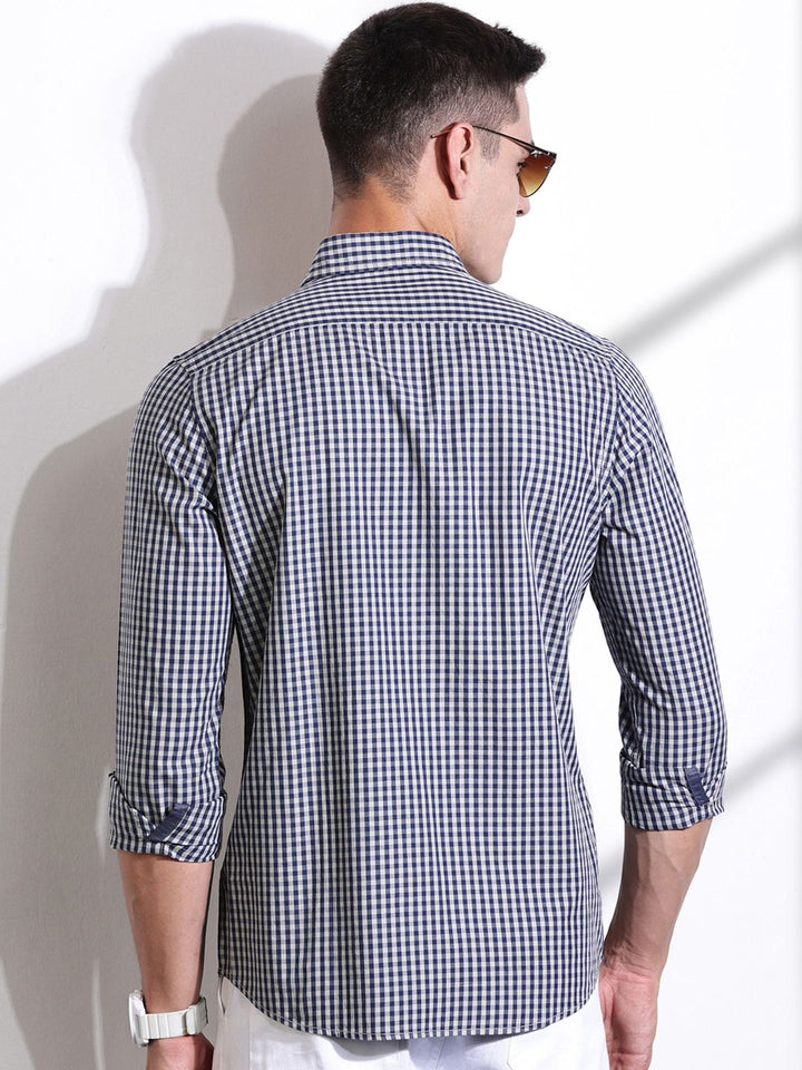 Thomas Scott Men Premium Gingham Checks Casual Shirt