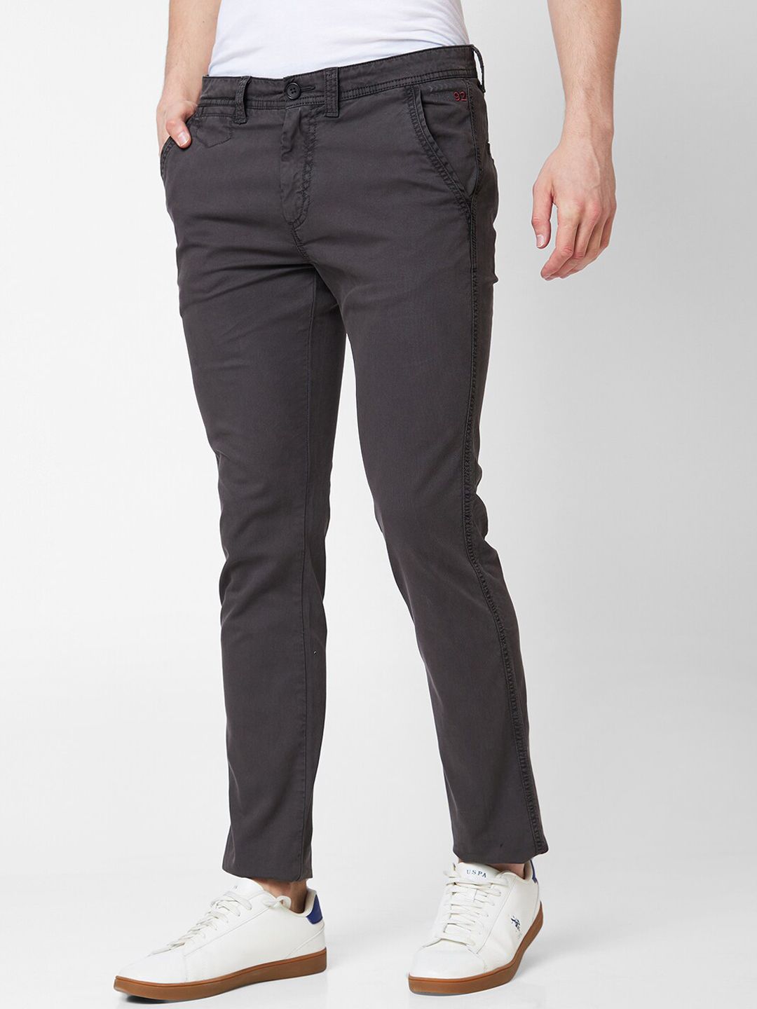 SPYKAR Men Slim Fit Mid Rise Cotton Trousers