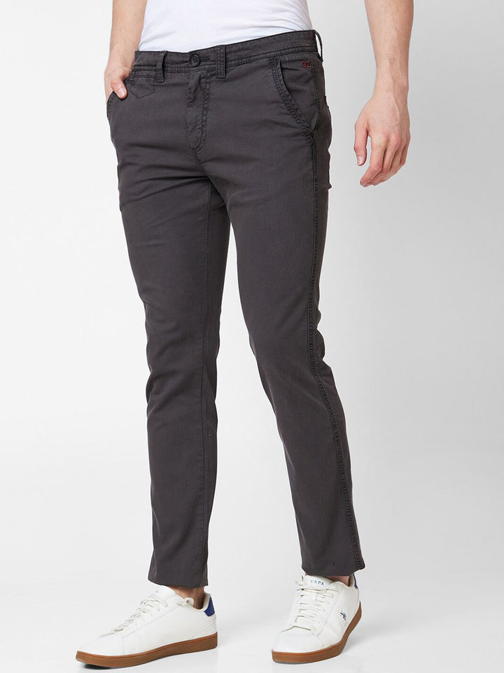 SPYKAR Men Slim Fit Mid Rise Cotton Trousers