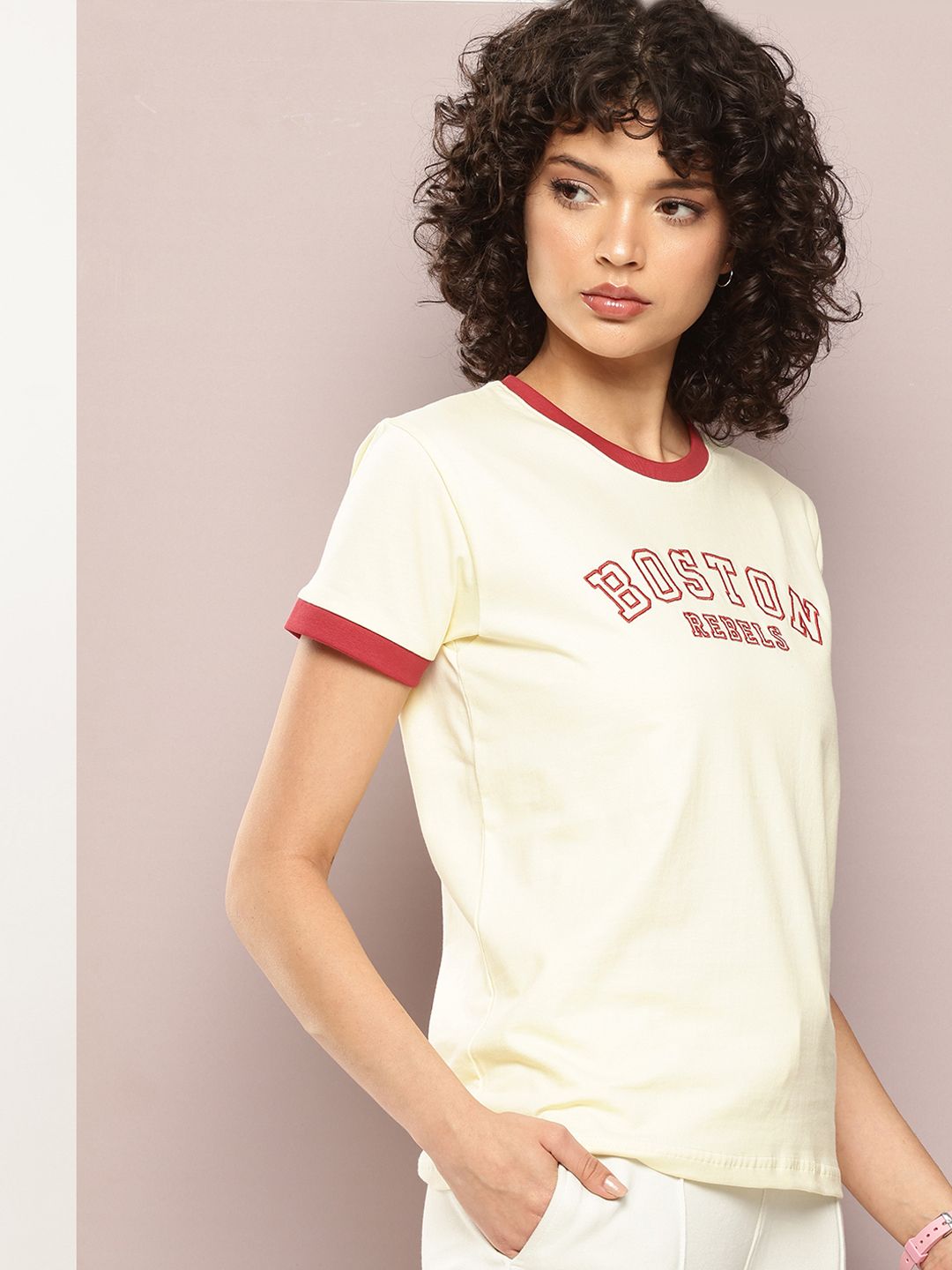 DILLINGER Women Regular Fit Short Sleeve Embroidery Tshirt
