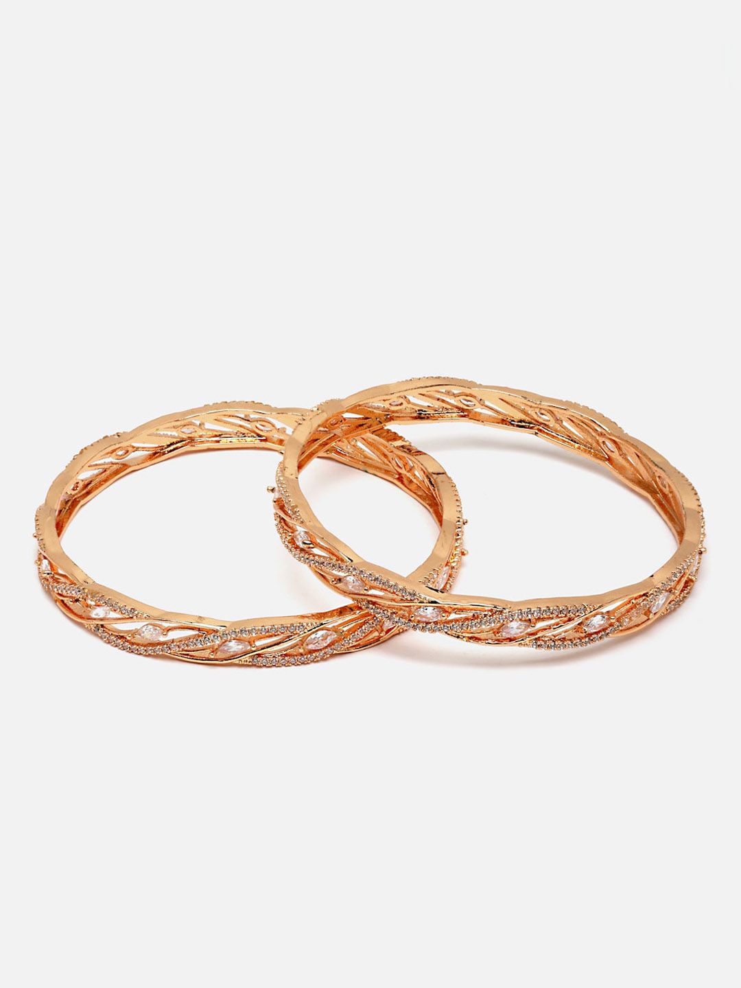 PANASH Set of 2 Gold-Plated AD Studded Bangles
