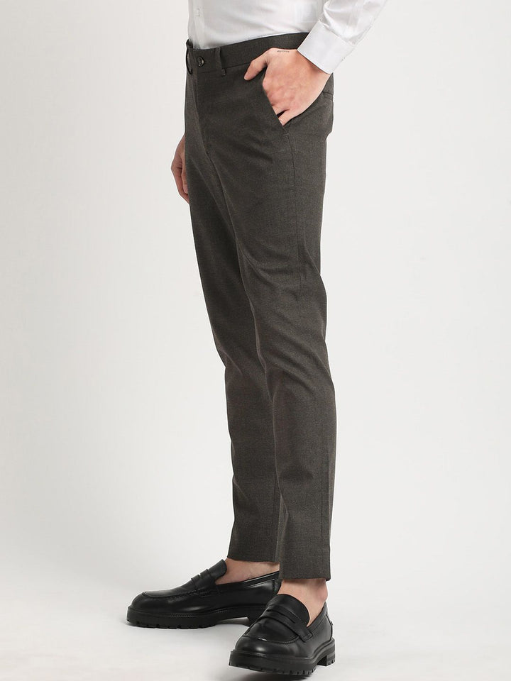 THE BEAR HOUSE Men Solid Tapered Fit Mid-Rise Formal Trousers