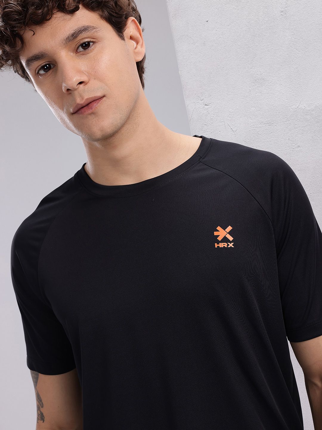 HRX by Hrithik Roshan Brand Logo Print Detail Raglan Sleeves Training T-shirt