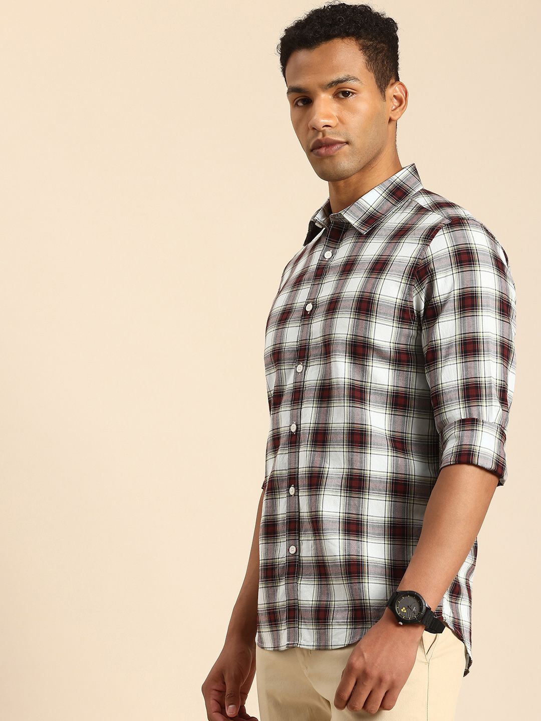 Being Human Pure Cotton Slim Fit Checked Casual Shirt