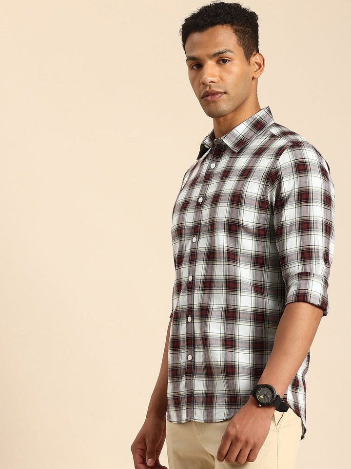 Being Human Pure Cotton Slim Fit Checked Casual Shirt