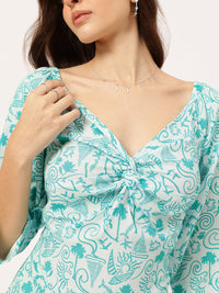 DressBerry Coastal Chic Printed Twisted A-Line Mini Dress