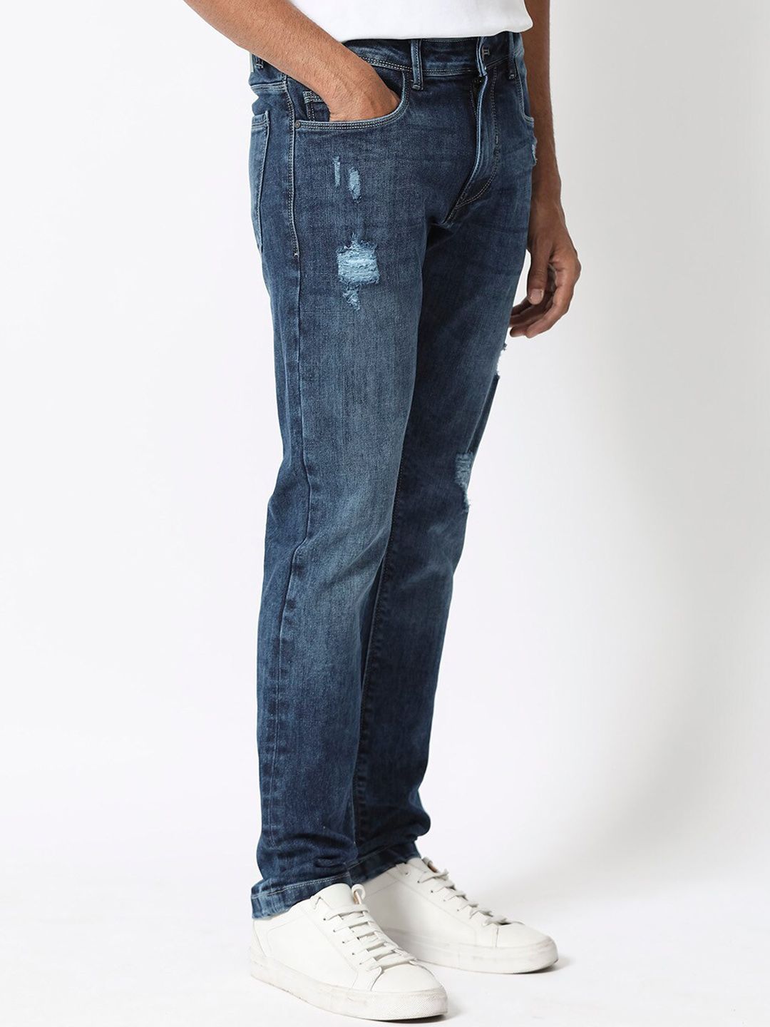 RARE RABBIT Men Hawkins Slim Fit Mid-Rise Stretchable Jeans