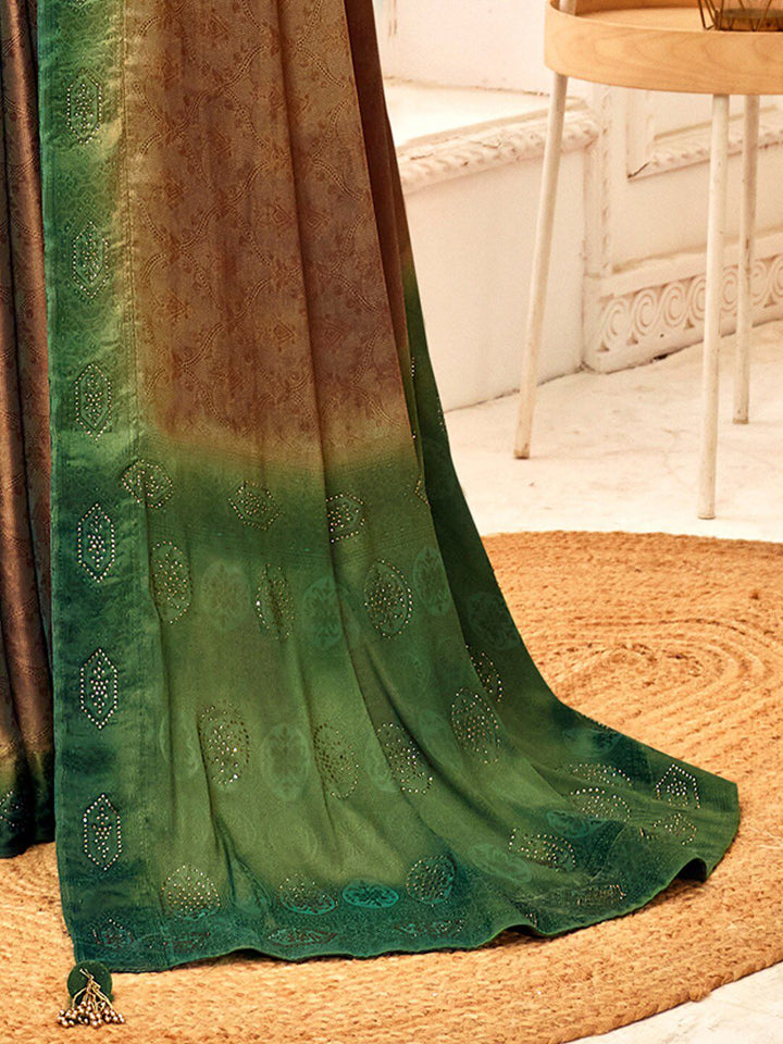 Saree mall Ethnic Motifs Beads and Stones Pure Silk Banarasi Sarees