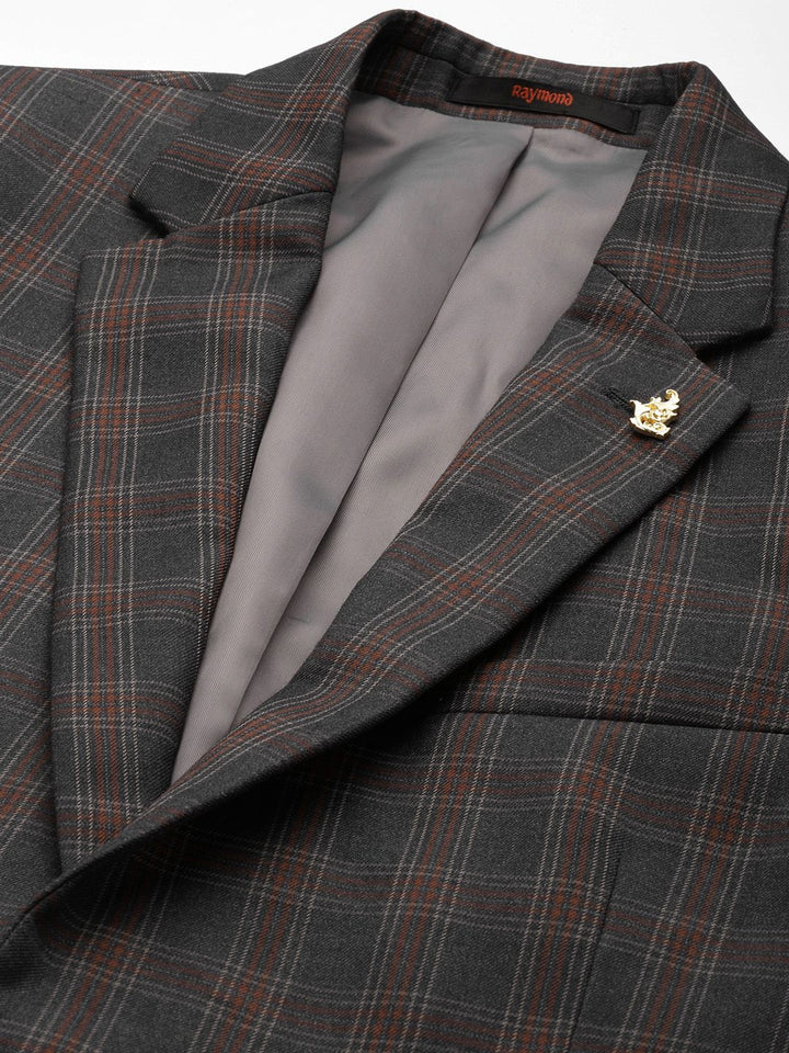 Raymond Checked Contemporary Fit Single-Breasted Formal Blazer