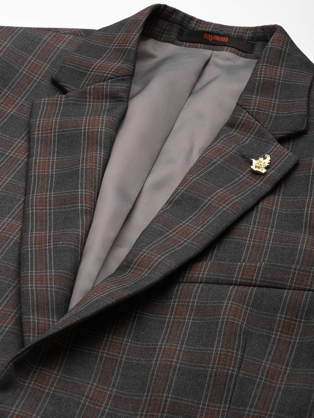 Raymond Checked Contemporary Fit Single-Breasted Formal Blazer