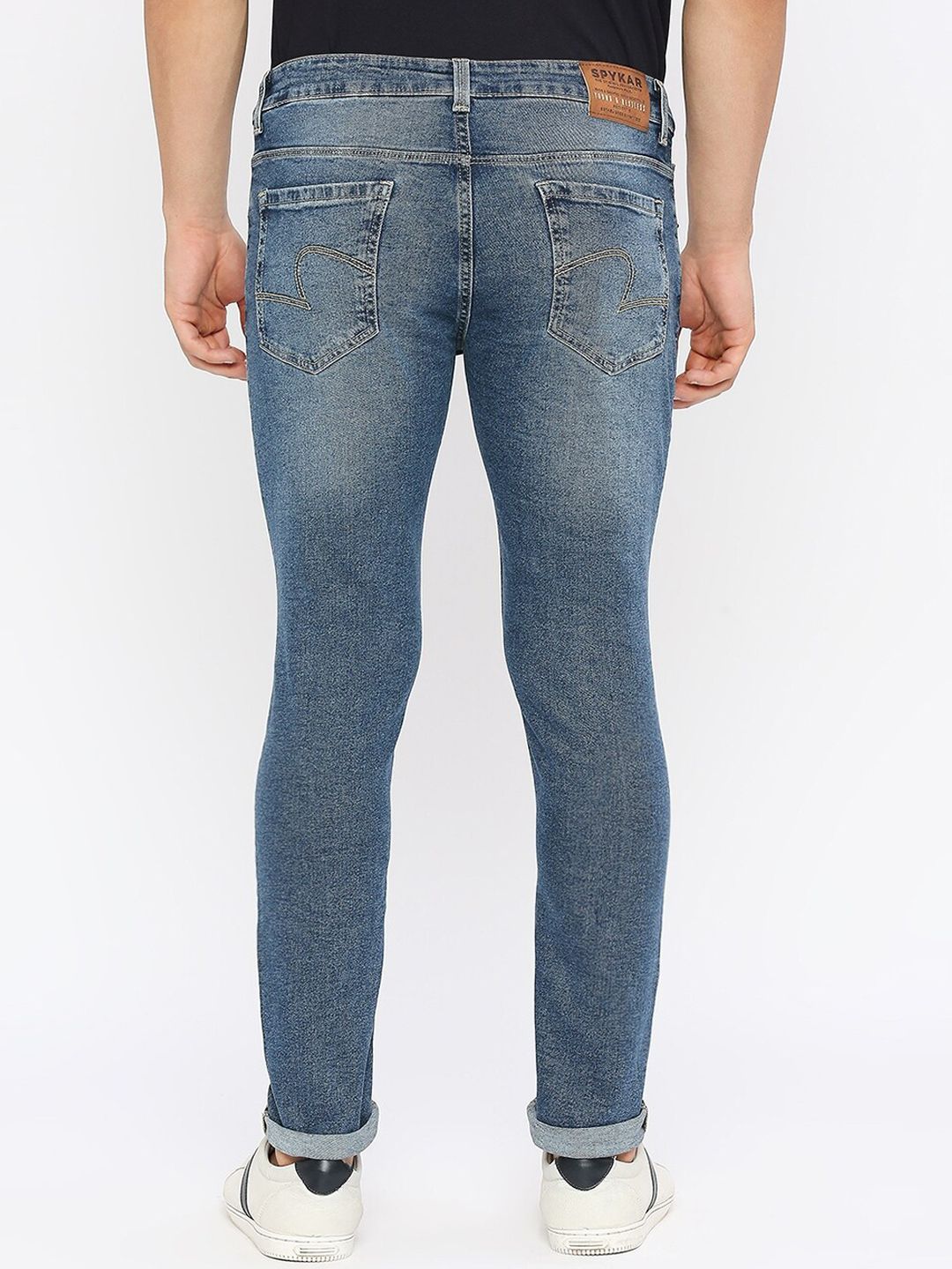 SPYKAR Men Clean Look Heavy Fade Whiskers & Chevrons Super Skinny Fit Cotton Jeans