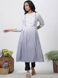 W Women Ethnic Motifs Striped Regular Thread Work Pure Cotton Kurta With Trousers