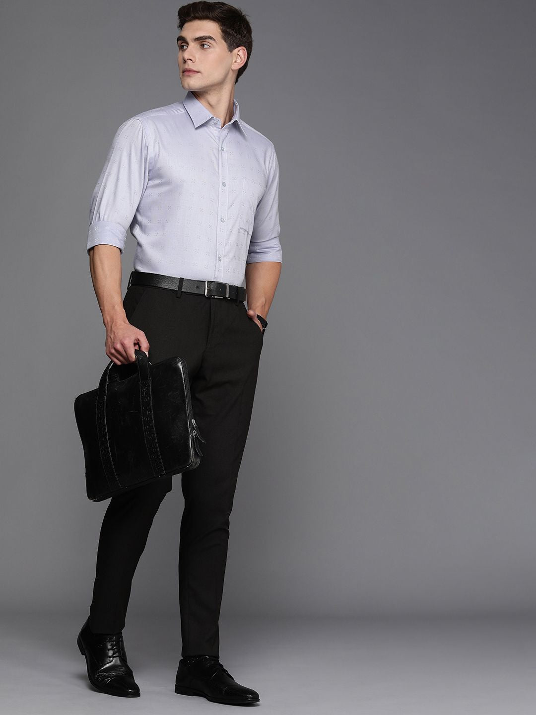 Raymond Pure Cotton Self Design Textured Slim Fit Formal Shirt