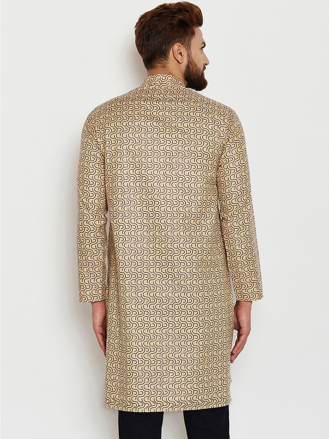 SOJANYA Men Beige & Brown Printed Straight Kurta