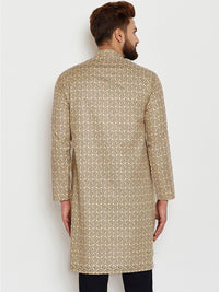 SOJANYA Men Beige & Brown Printed Straight Kurta