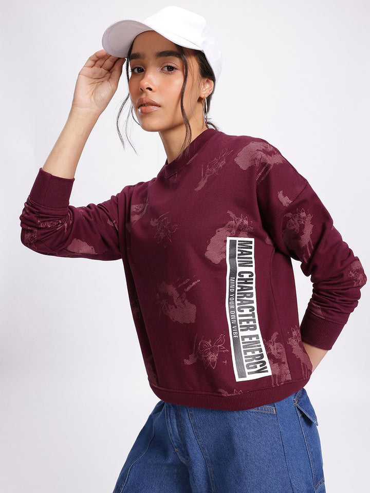 DressBerry Elevated Basics Printed Drop-Shoulder Sweatshirt