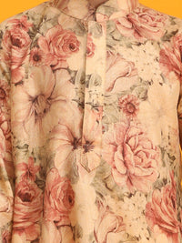 VASTRAMAY Boys Floral Printed Straight Kurta with Pyjamas