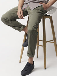Thomas Scott Men Olive Green New Millennium Fit Easy Wash Trousers