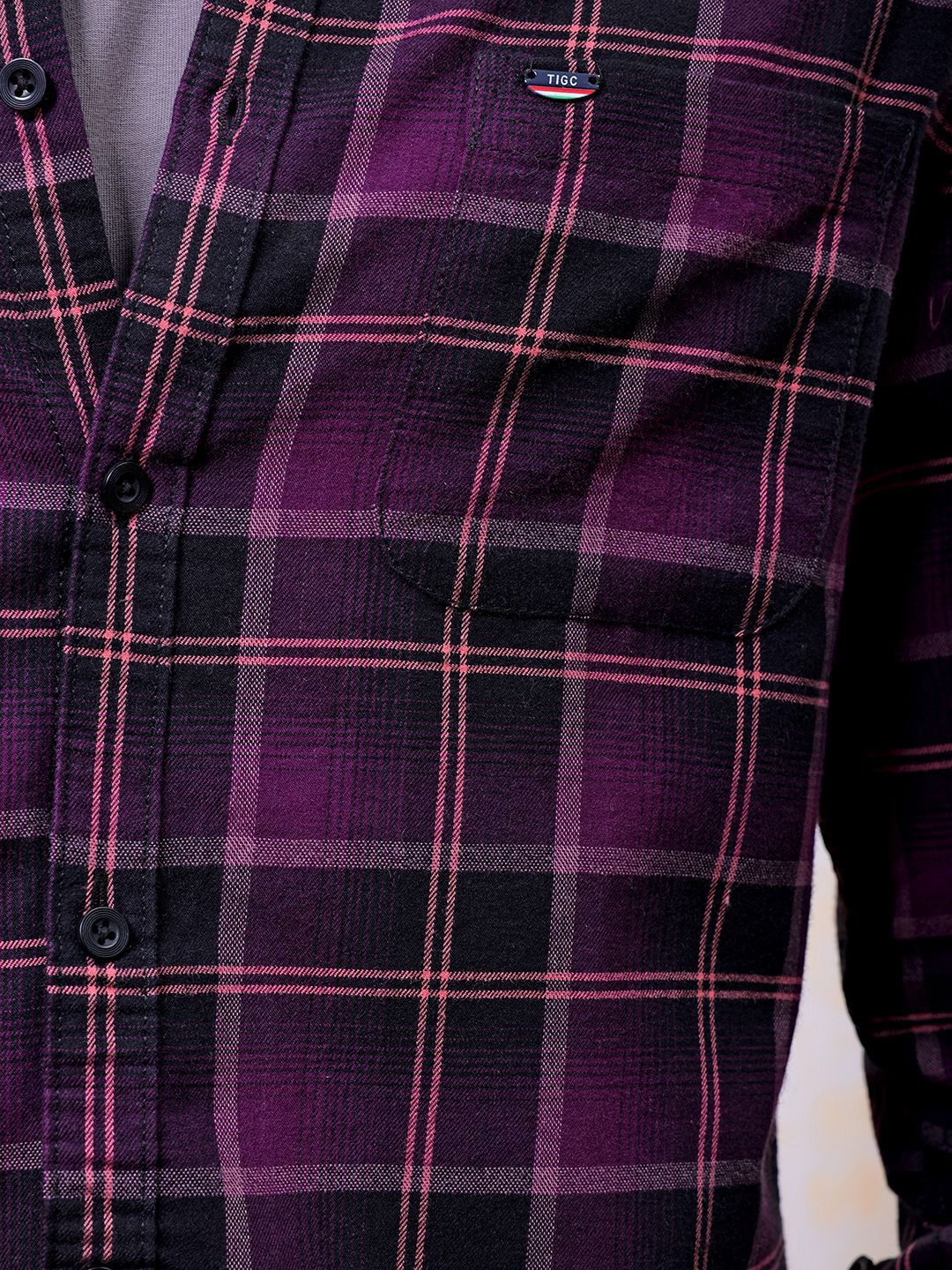 The Indian Garage Co Men Slim Fit Tartan Checked Cotton Casual Shirt