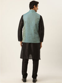 SOJANYA Kurta Hitam Lelaki dengan Jaket Churidar & Nehru