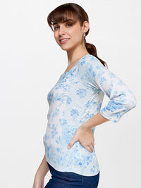 AND Floral Print Square Neck Top