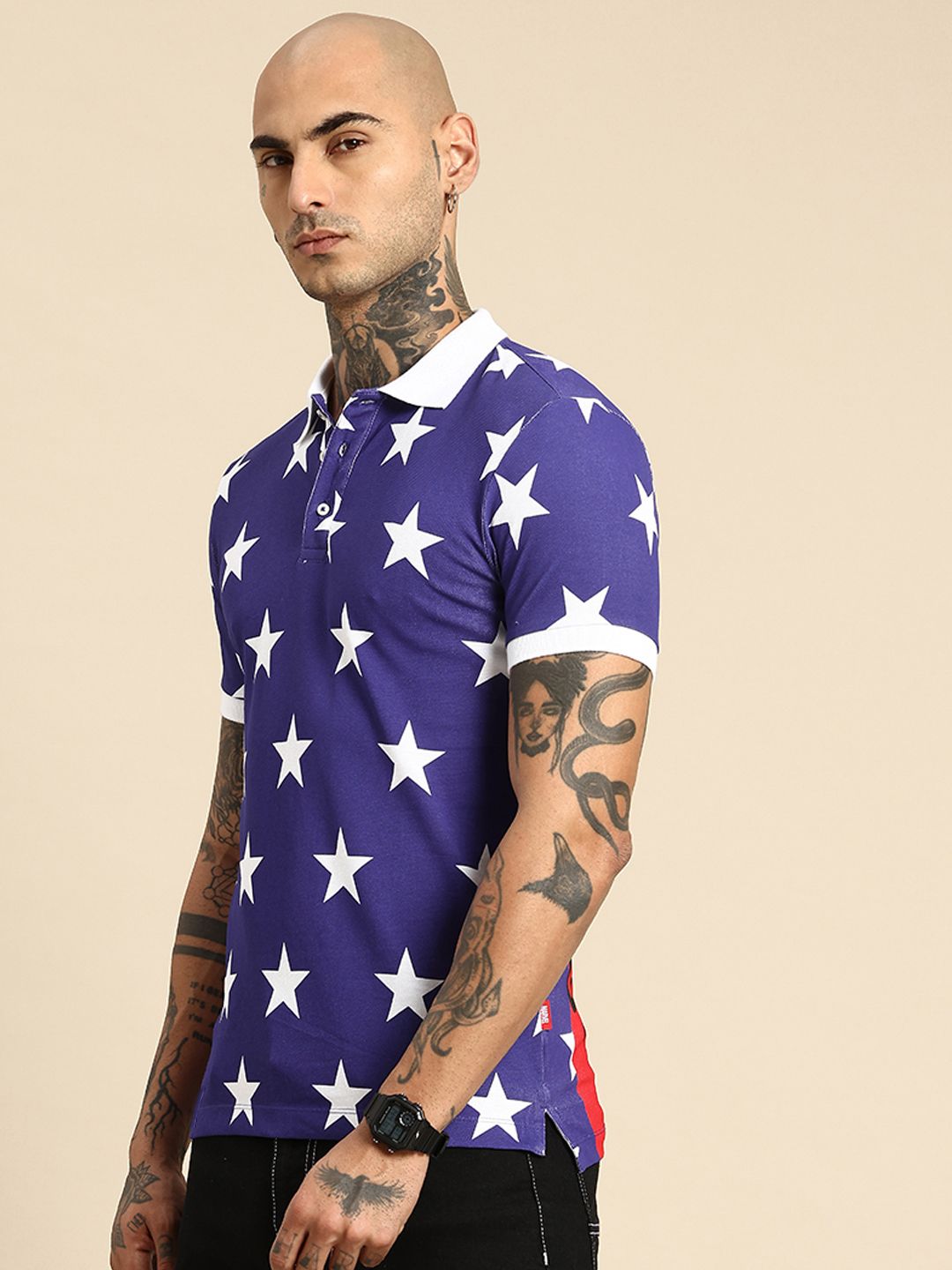 Being Human Pure Cotton Captain America Printed Polo Collar T-shirt