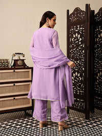 House of Pataudi Floral Yoke Design Thread Work Jashn A-Line Kurta with Palazzos & Dupatta